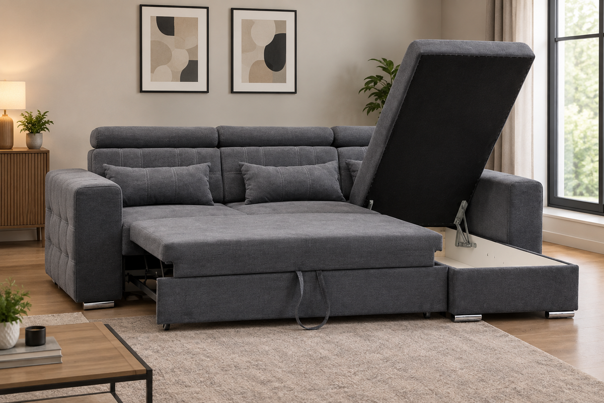 Miami Corner Sofa Bed With Storage - Reversible