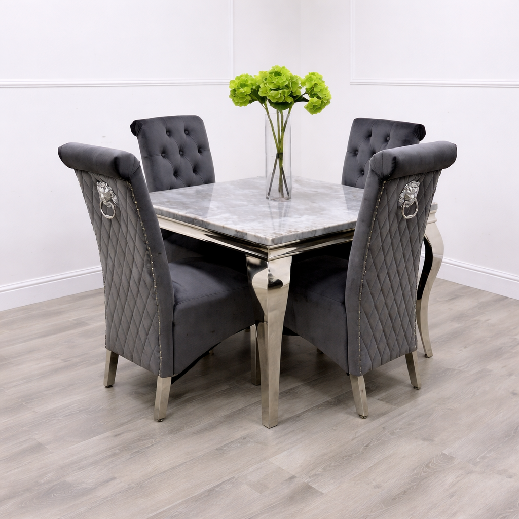 Emma dining set and 1m marble dining table