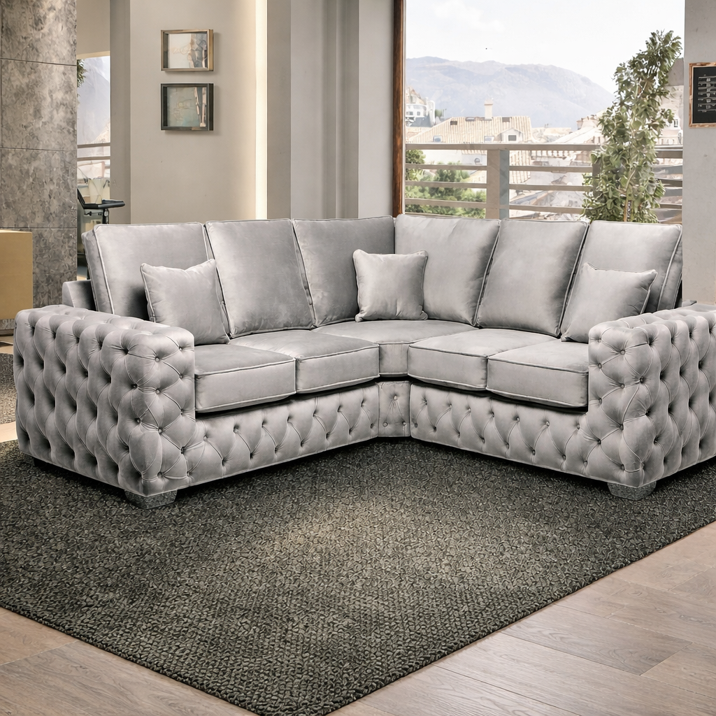 Ashton Tufted Velvet L-Shape Corner Sofa