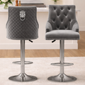 Bentley Grey Velvet Bar Stool