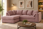 Colour Oxford Full Jumbo Cord 4 Seater Corner Sofa - Scatter back