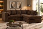 Oxford Full Jumbo Cord 4 Seater Corner Sofa - Scatter back