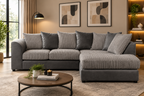 Oxford Full Jumbo Cord 4 Seater Corner Sofa - Scatter back