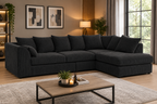 Oxford 5 Seater Long Cord Corner Sofa - Scatter Back