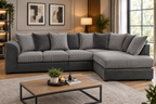 Oxford 5 Seater Long Cord Corner Sofa - Scatter Back