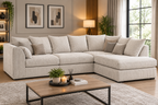Oxford 5 Seater Long Cord Corner Sofa - Scatter Back