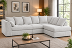 Oxford 5 Seater Long Cord Corner Sofa - Scatter Back