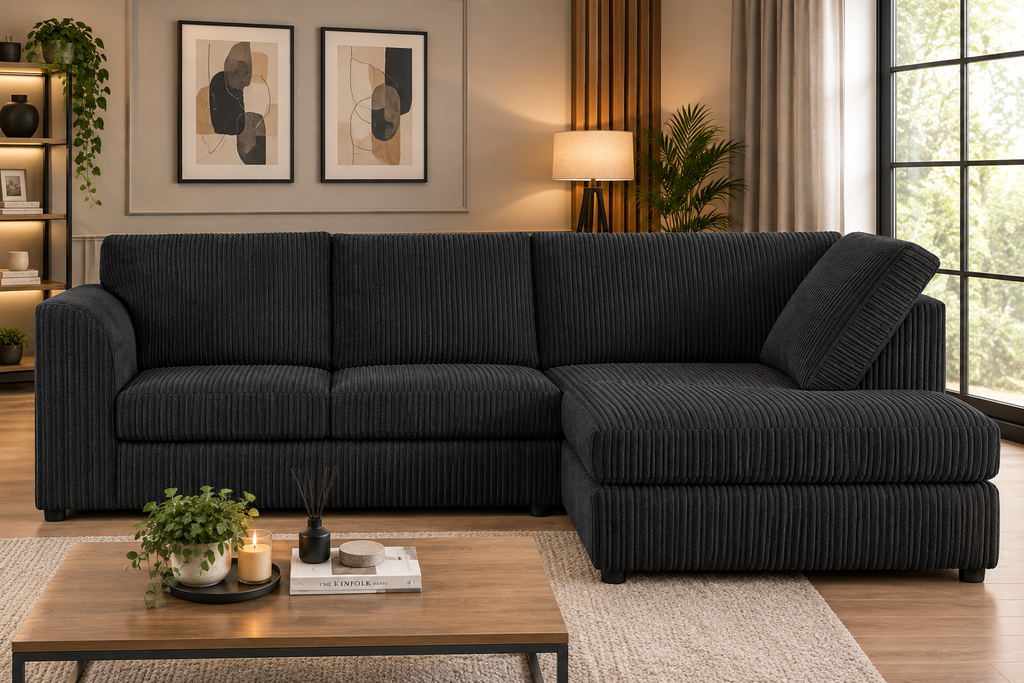 Oxford Full Jumbo Cord 4 Seater Corner Sofa - Full back