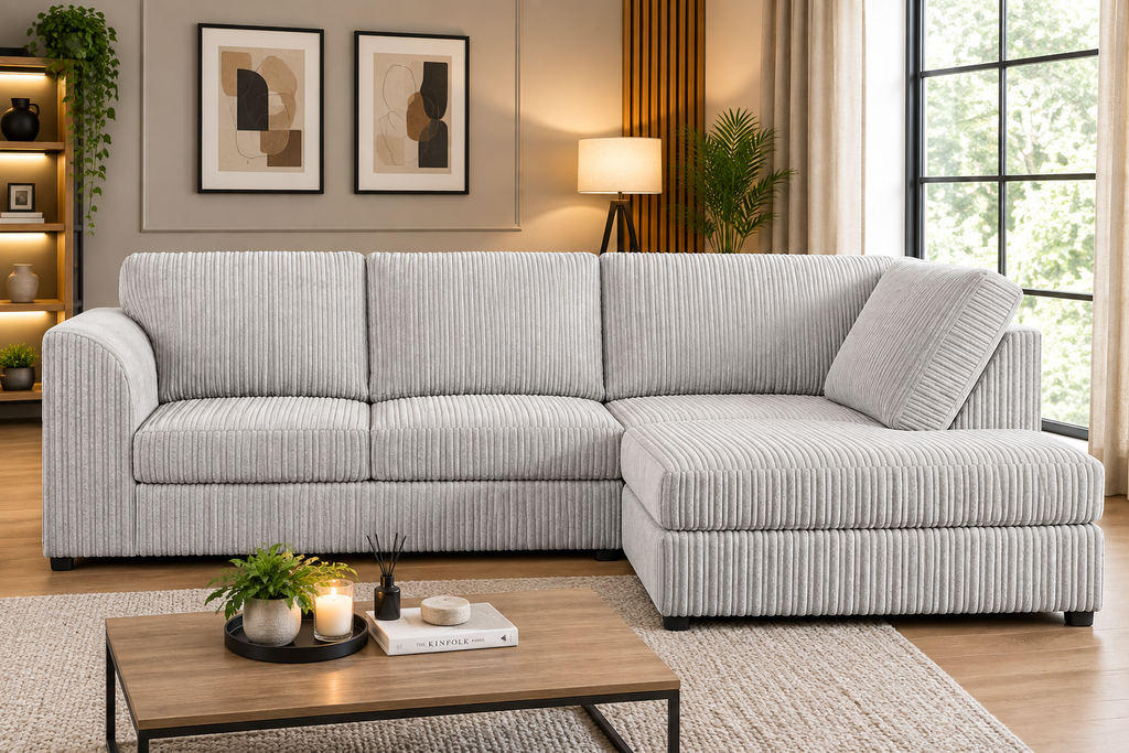 Oxford Full Jumbo Cord 4 Seater Corner Sofa - Full back