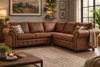 Oakland Corner Sofas (5 Seaters) | Tan Leather & Grey