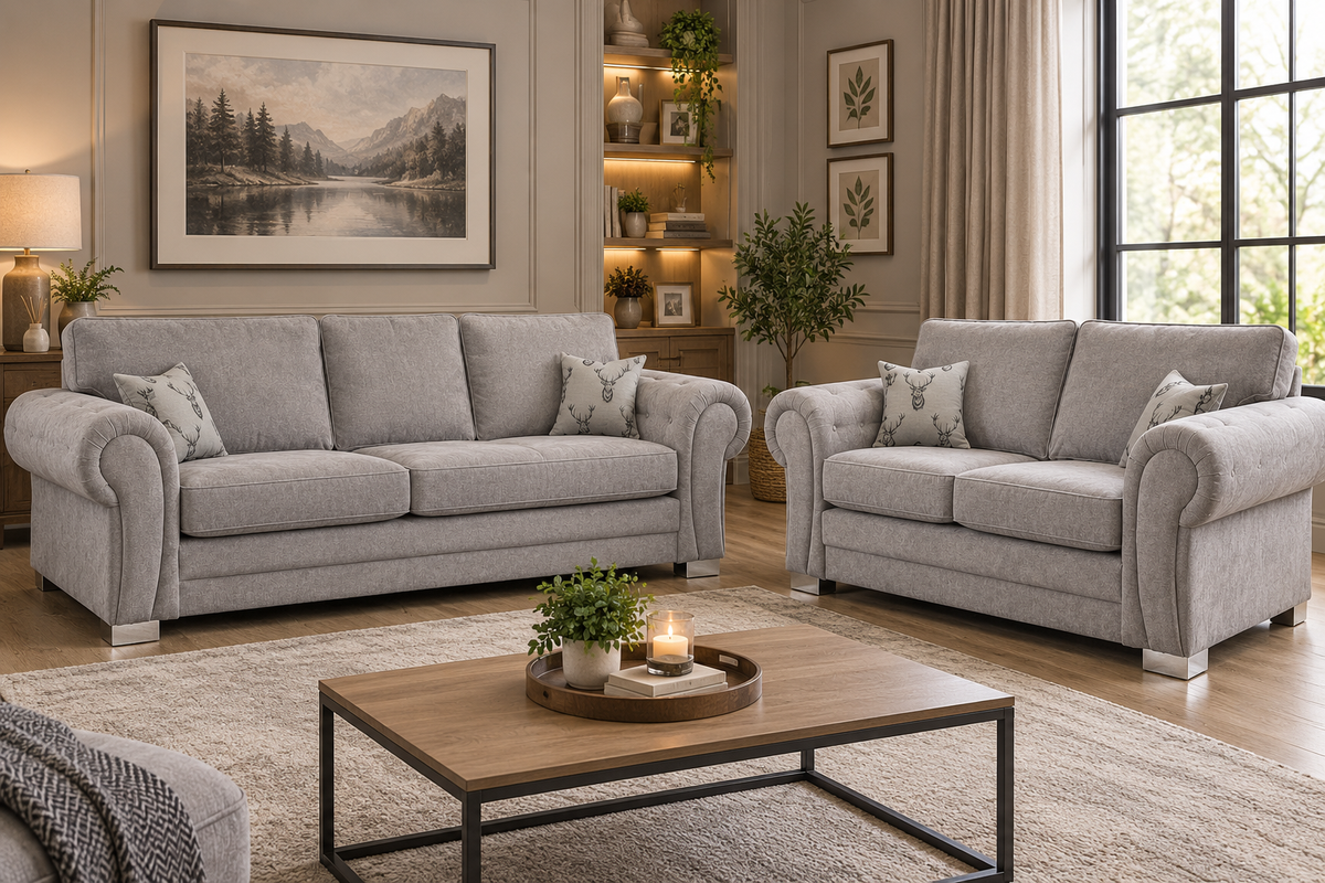 Milan 3 + 2 Seater Fabric Sofa Set Full back