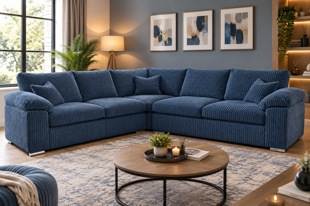 Delta 5 Seater Soft Cord L Shaped Corner Sofa