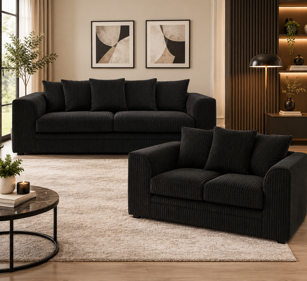 Oxford Full Jumbo Cord Sofa Set - Scatter back