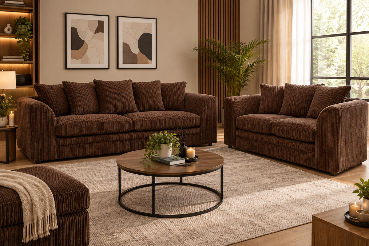 Oxford Full Jumbo Cord Sofa Set - Scatter back