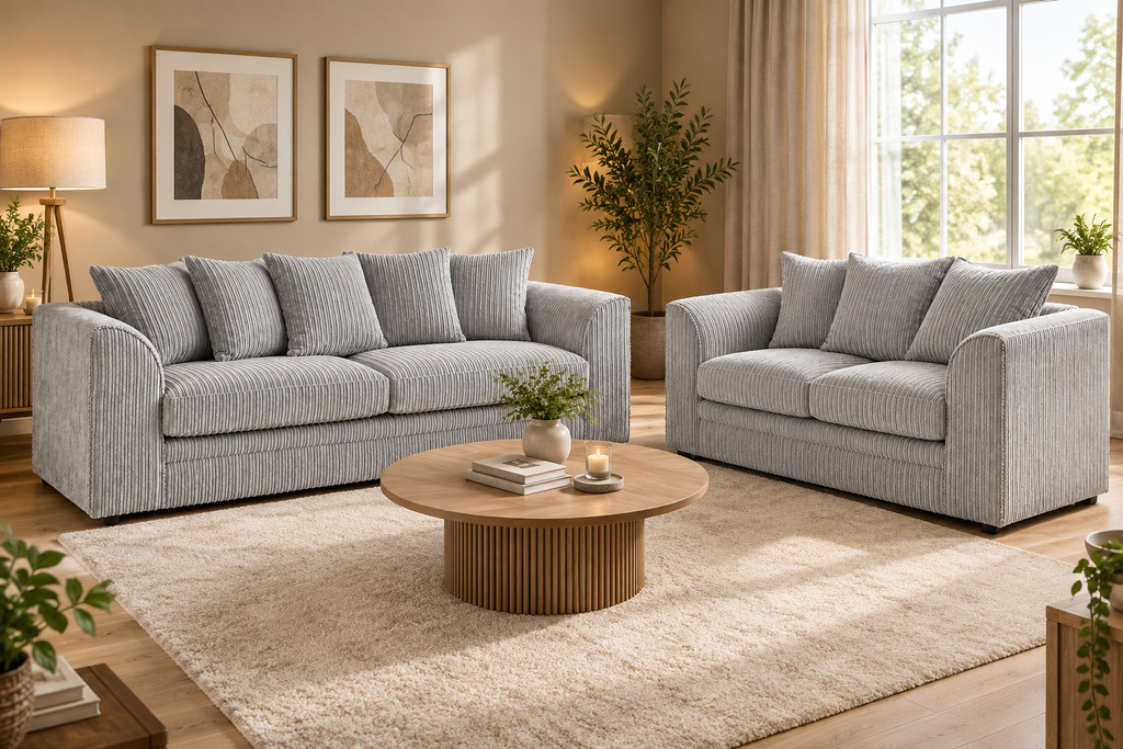 Oxford Full Jumbo Cord Sofa Set - Scatter back