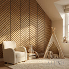 Panelux™ Pro Chevron Slat Oak Wall Panels | Grey Felt Backing - 240cm x 30cm (Set Of 2)