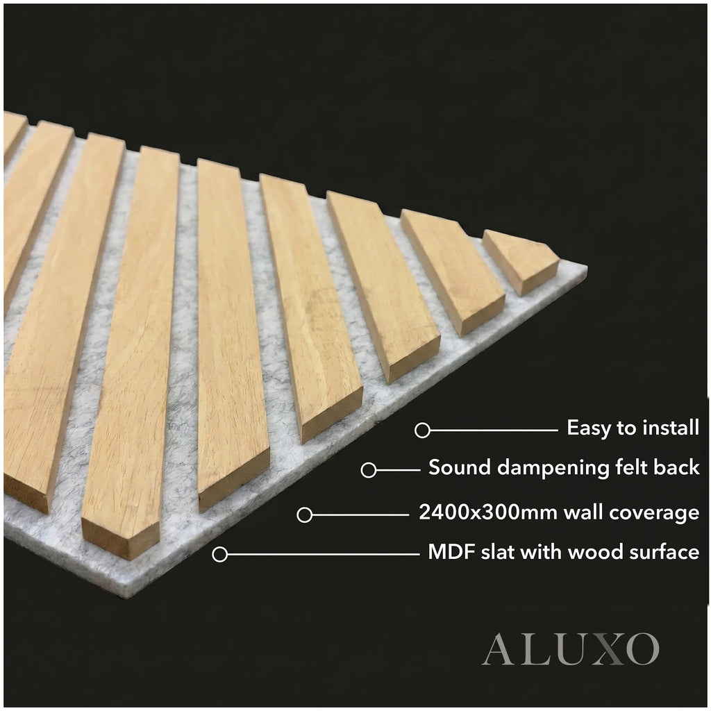 Panelux™ Pro Chevron Slat Oak Wall Panels | Grey Felt Backing - 240cm x 30cm (Set Of 2)
