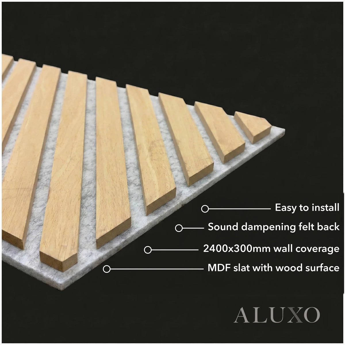 Panelux™ Pro Chevron Slat Oak Wall Panels | Grey Felt Backing - 240cm x 30cm (Set Of 2)