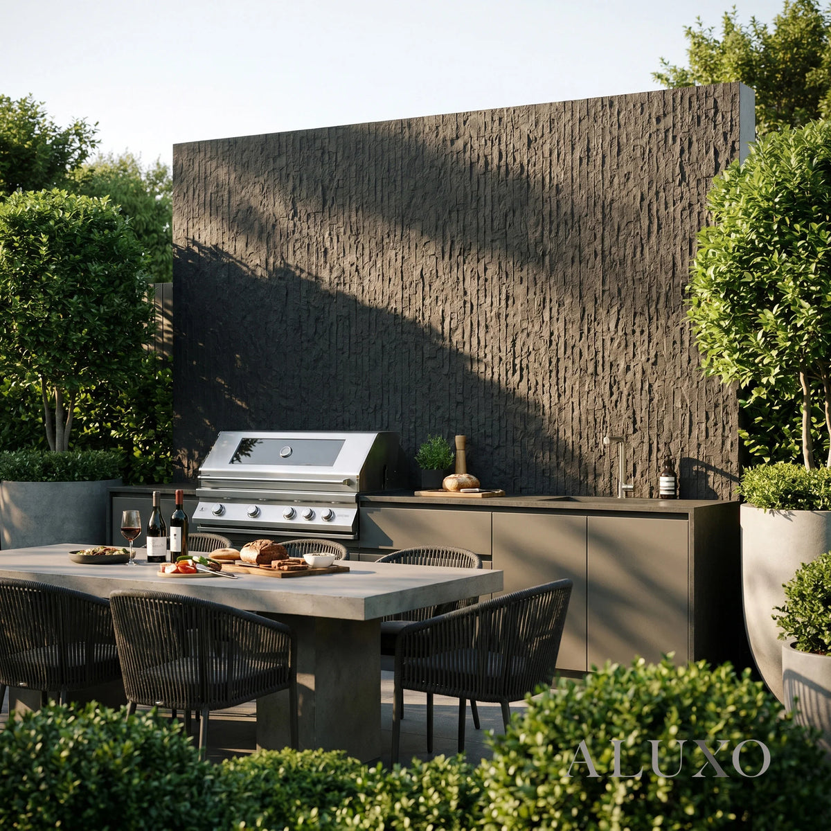 Outdoor Black Chiseled MCM Flexible Stone 2.88m² | 120x60cm Weather-Proof Exterior Panel (Set of 4)