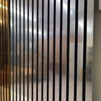 Metallic Chrome Acoustic Slatted Wall Panels – Luxury Soundproof Panel