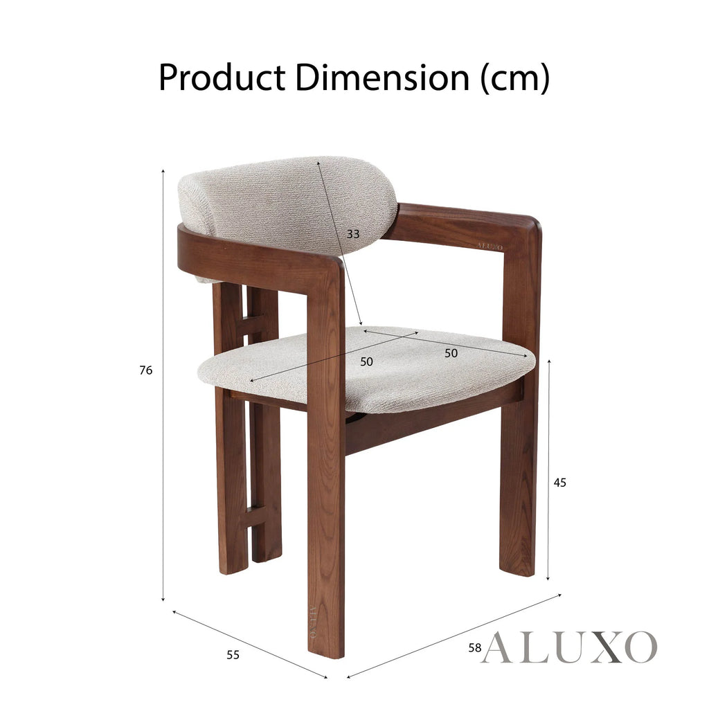 ALUXO® Mercado 2.2m Walnut & Beige Marble Dining Set – Sculptural Base Table with 6/8 Clara Oatmeal Bouclé Chairs