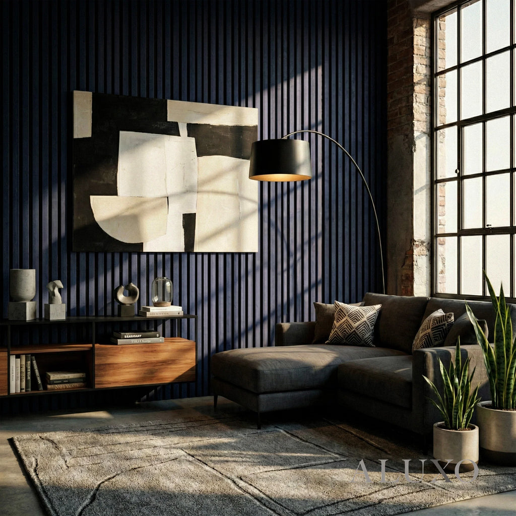 Panelux™ Pro Blue Coloured Acoustic Wood Wall Panel | 3-Sided Wrap 240cm x 32cm (Set of 2)