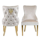 Pair Of 2 Victoria Cream And Gold Chair Dining Chair Lion Knocker| Order 2-4-6-8