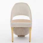 Pair of 2 Santorini Dining Chairs Cream And Gold Plush Velvet