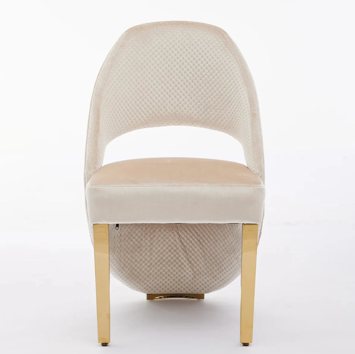 Pair of 2 Santorini Dining Chairs Cream And Gold Plush Velvet