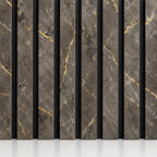 Black & Gold Acoustic Premium slatted wooden felt back wall Panels 2400mm x 600mm - x1 Panel