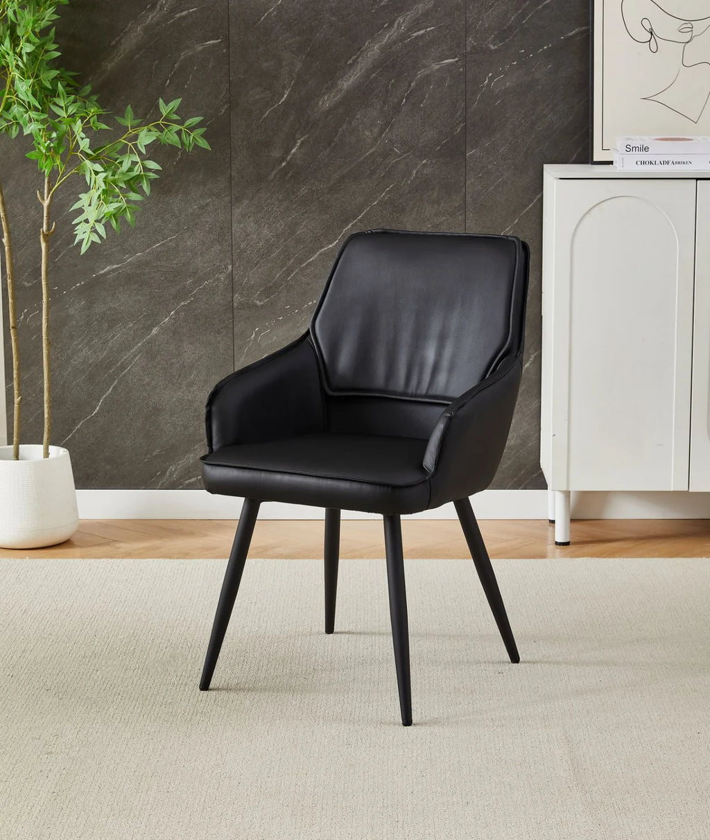 Pair of Palermo Black Leather Chairs