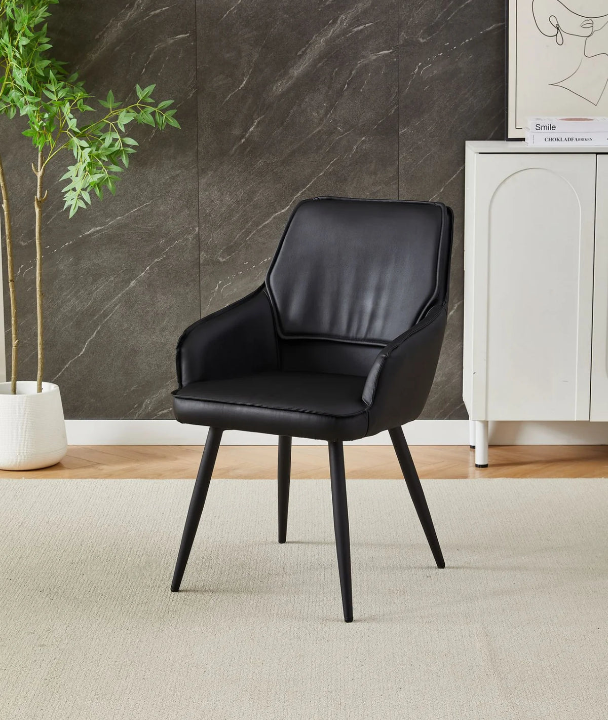 Pair of Palermo Black Leather Chairs