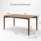 ALUXO® Daisy 1.5m Walnut Dining Set – 4-Leg Base Table with 4/6 Kingswood Oatmeal Bouclé Chairs