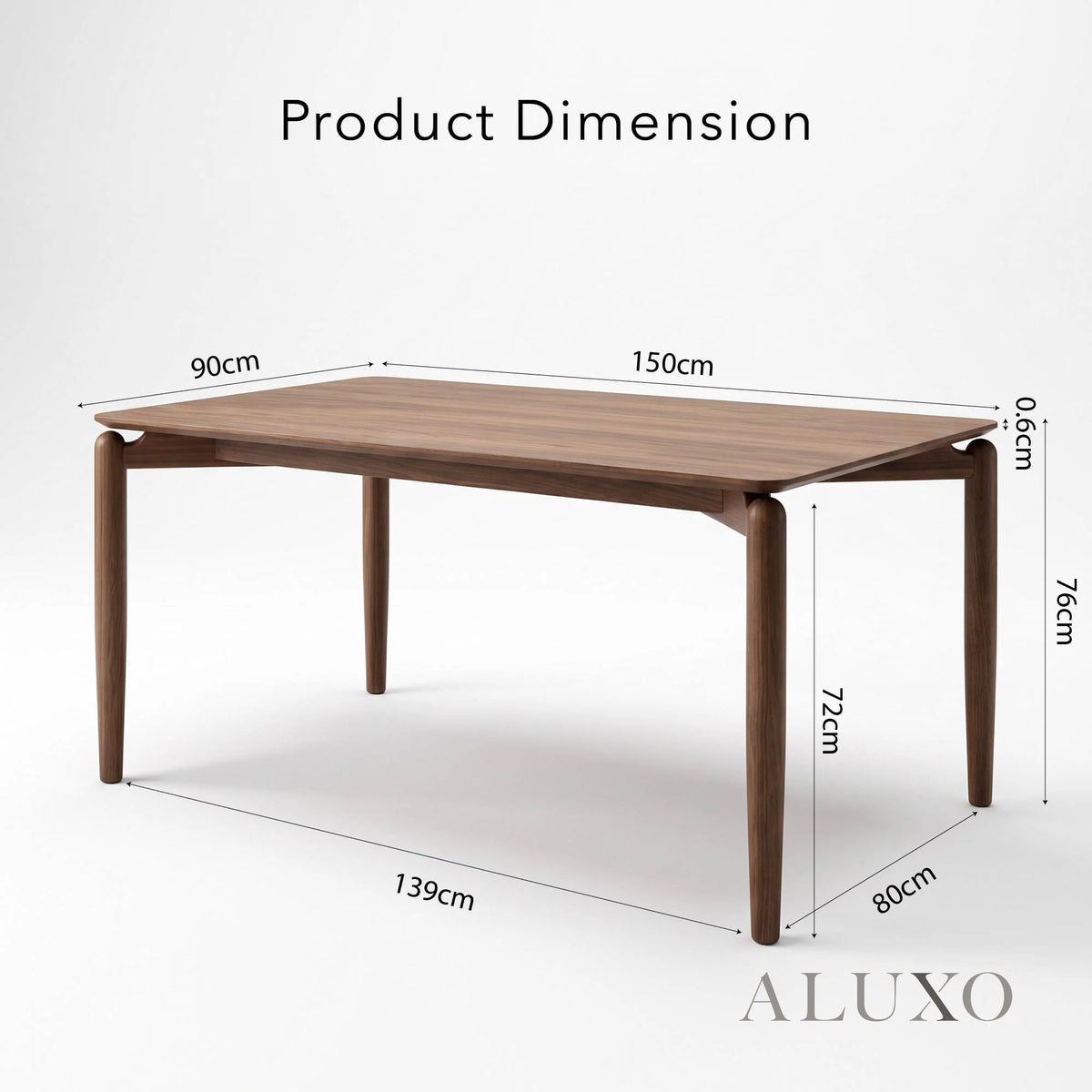 ALUXO® Daisy 1.5m Walnut Dining Set – 4-Leg Base Table with 4/6 Kingswood Oatmeal Bouclé Chairs