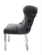 Pair of 2 Valentino Dark Grey Lion Knocker Chair
