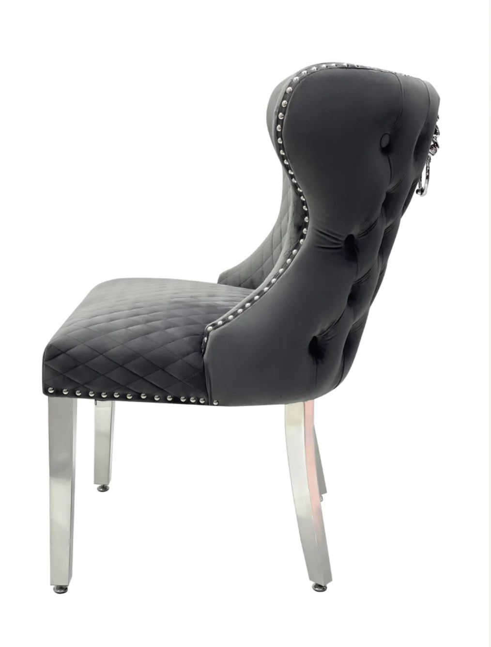 Pair of 2 Valentino Dark Grey Lion Knocker Chair