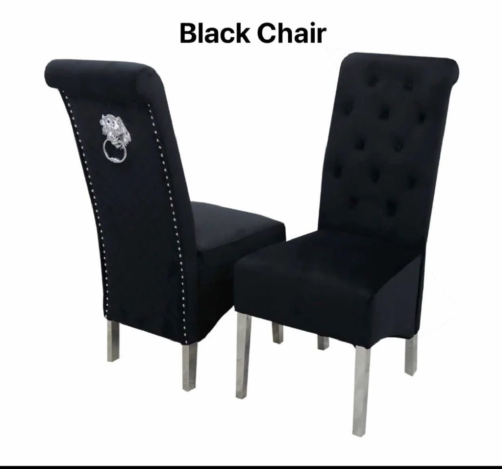 Pair Of 2 Sofia Dining Chair Black Lion Knocker