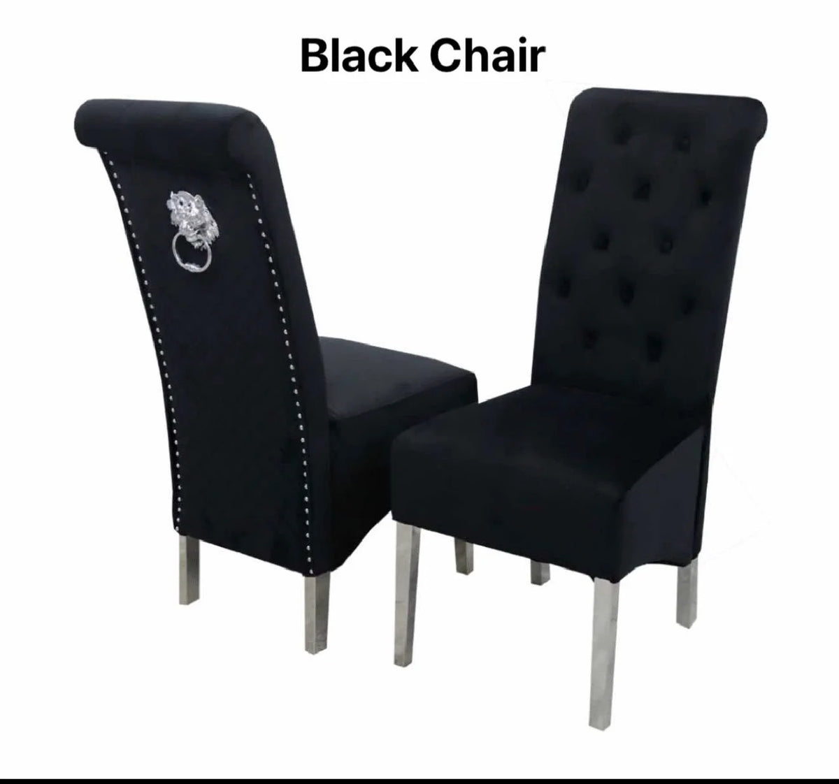 Pair Of 2 Sofia Dining Chair Black Lion Knocker