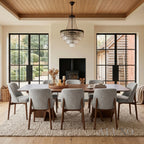 ALUXO® Dino 2.4m Walnut Dining Set – Architectural Table with 4/6/8 Dino Oatmeal Bouclé Chairs