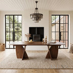 ALUXO® Dino 2.4m Walnut Dining Set – Architectural Table with 4/6/8 Dino Oatmeal Bouclé Chairs