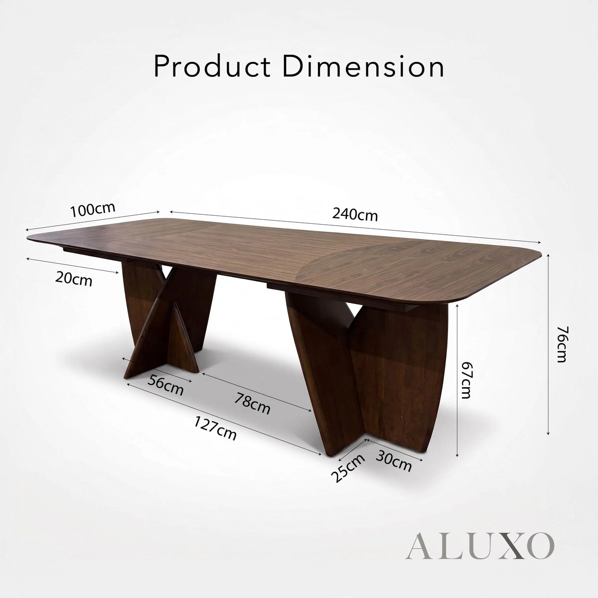 ALUXO® Dino 2.4m Walnut Dining Set – Architectural Table with 4/6/8 Dino Oatmeal Bouclé Chairs