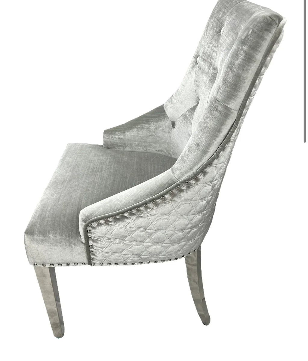 Pair Of 2 Majestic Light Grey - Silver lion Knocker Chair