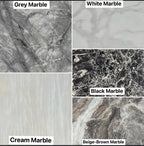 London White & Gold Marble Dining Table with Mink & Gold Lion Knocker Velvet Chairs – 4, 6 & 8 Seater