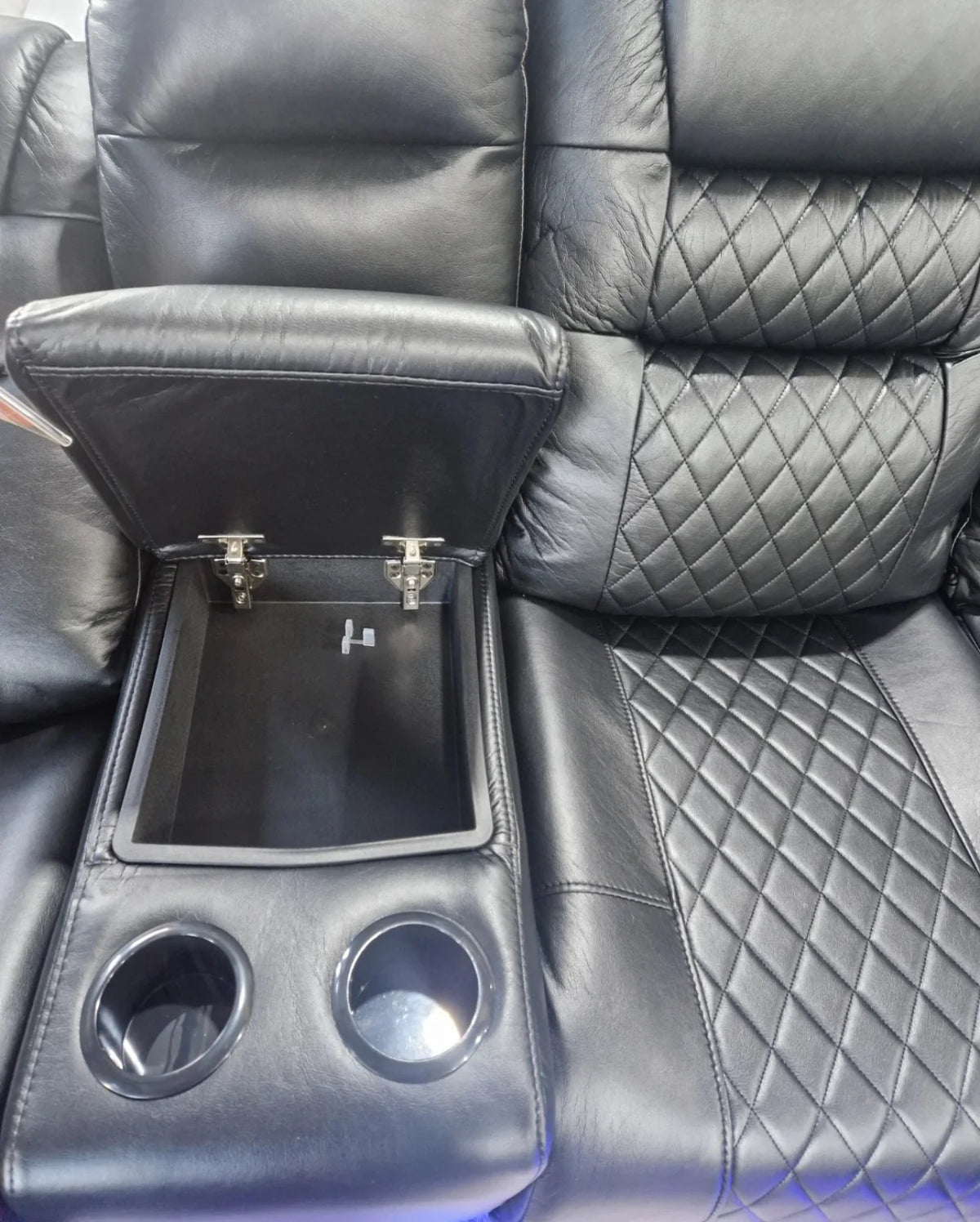 Recliner Corner Sofa Electric Black Leather