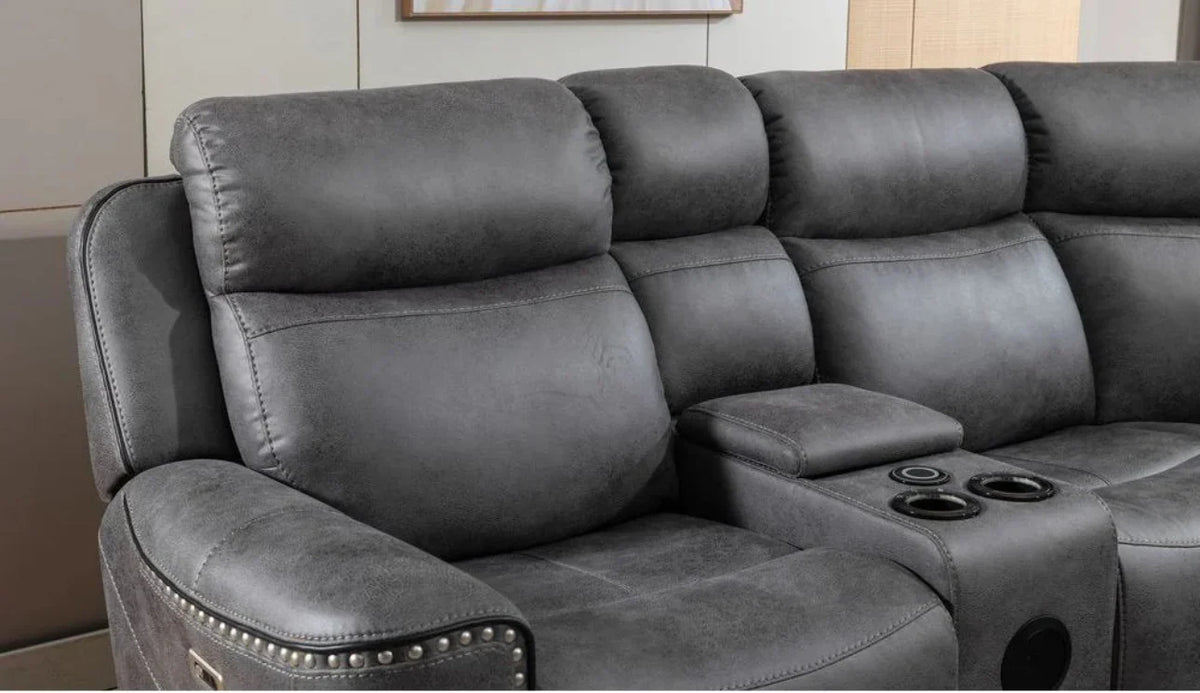 TECHTRONIC Technology Fabric Electric CORNER RECLINER SOFA Grey