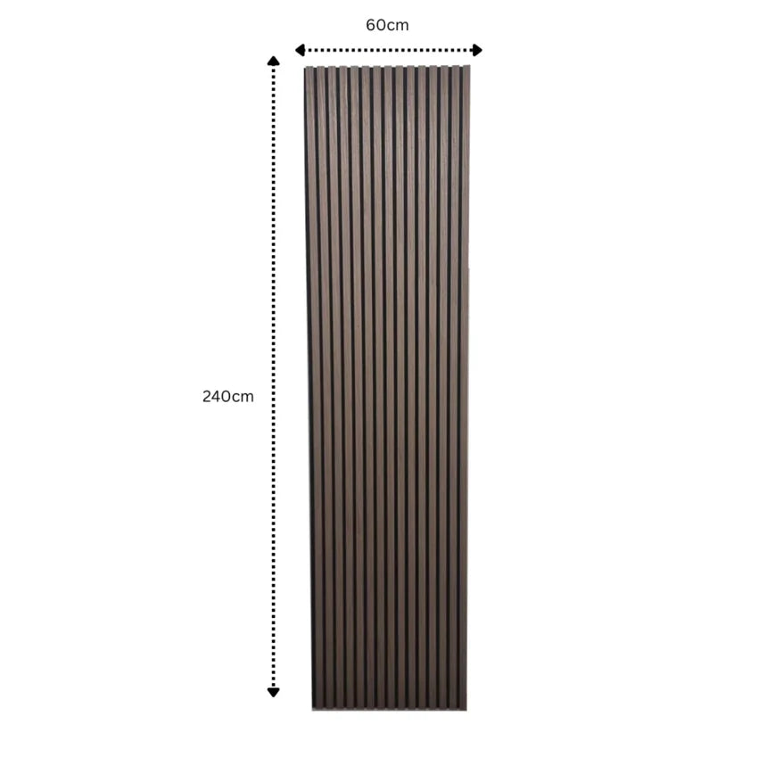 Acoustic Premium wooden wall Slatted Panel 2400mm x 600mm x 17mm in Rose wood grey
