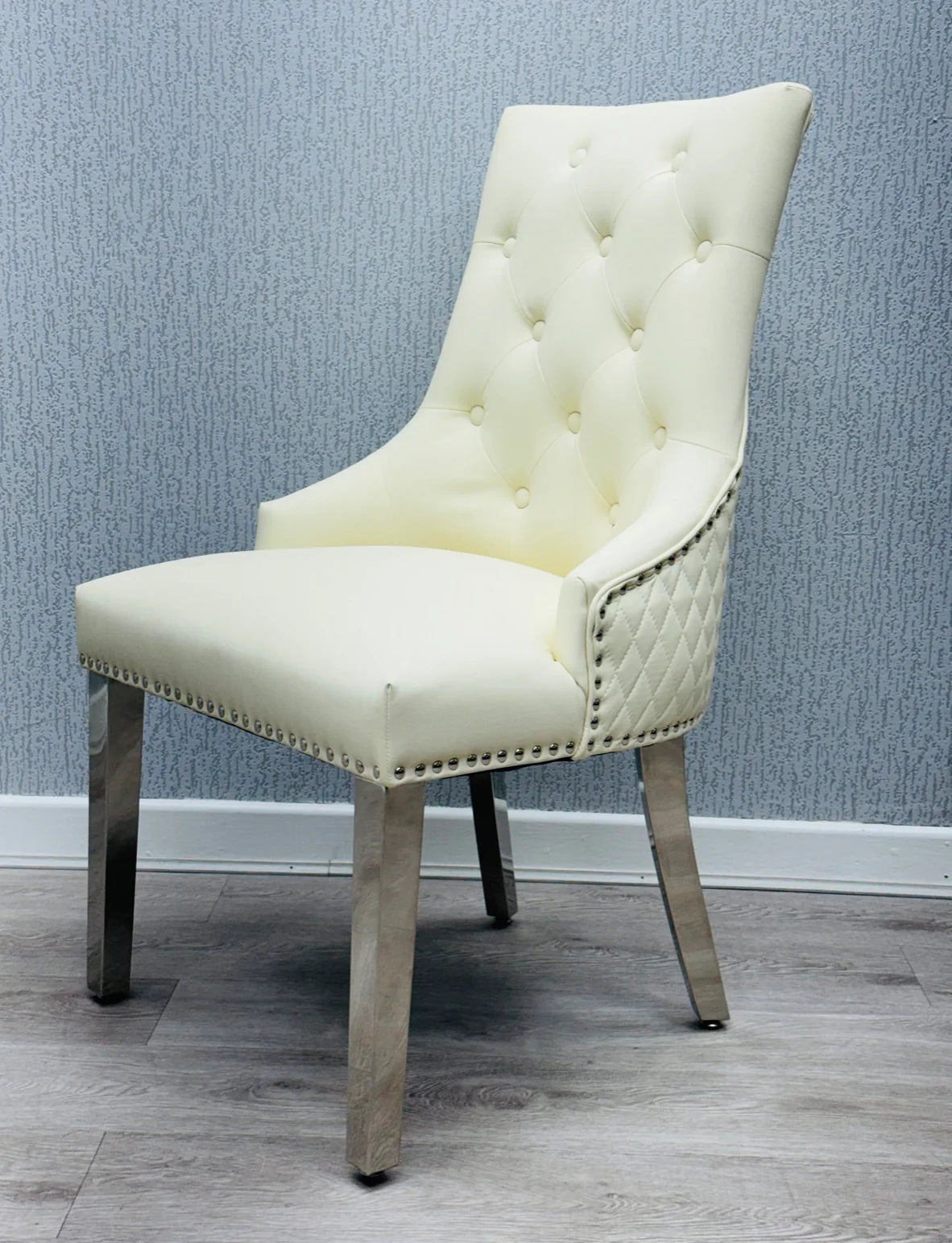 Pair of 2 | Majestic Cream PU Leather Chair Lion Knocker