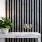 Black & Gold Acoustic Premium slatted wooden felt back wall Panels 2400mm x 600mm - x1 Panel