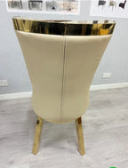 Roxby Cream and Gold Dining Chairs Leather | Order 2-4-6-8-10
