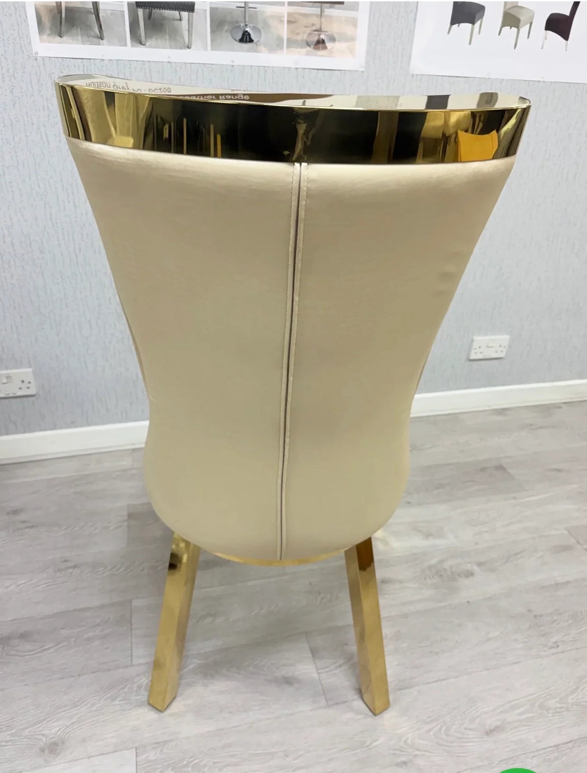 Roxby Cream and Gold Dining Chairs Leather | Order 2-4-6-8-10